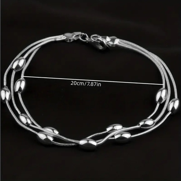 Sterling Silver Multi Layer Thin Chain Bracelet - Picture 4 of 5